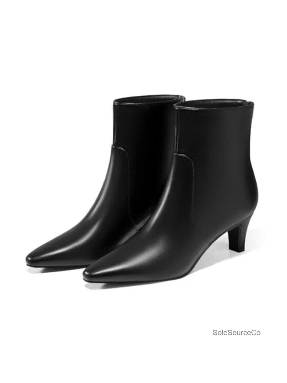 Women's Square Toe Ankle Boots Kitten Heel Faux Leather Low Heel Dress Booties